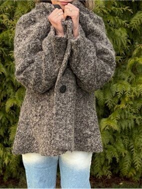 Olars Ulla Bouclé Cardigan Jacket – Oversized Scandinavian Knit Sweater